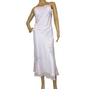 Vintage Y2K 90s Silk Scoop Neck Dress Romantic Fairy Whimsigoth Purple Lilac Bea